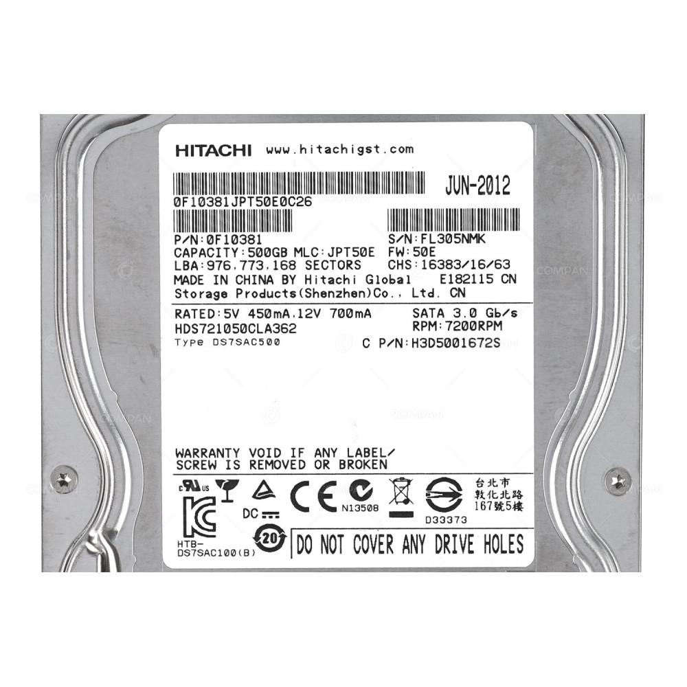 HDS721050CLA362 HITACHI HDD 500GB  7.2K  SATA 3G  3.5" LFF